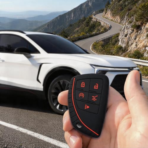 Silicone Key Fob Cover 2 Pack, Key Protector - 360° Key Protection Case for Chevrolet 2020-2026 Trailblazer/Equinox/Malibu, Anti-Scratch Silicone Key Cover (Black/Black Red) - color: Black/Black Red