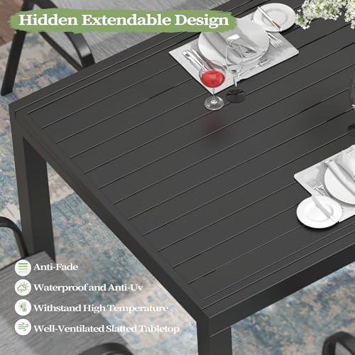 PIZZELLO 11 Pieces Patio Dining Set, 106" Extendable Aluminum Patio Dining Table w/ 10Pcs Textilene Swivel Patio Chairs, All-Weather Outdoor Table and Chairs Sets for Backyard, Garden and Deck - size: 106"Table + 10 Swivel Chairs