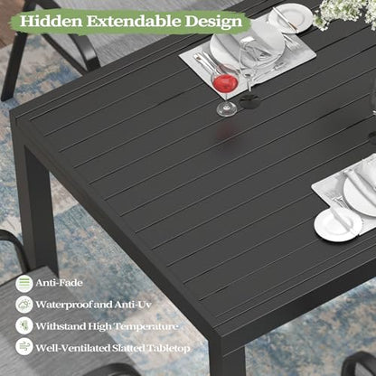 PIZZELLO 9 Pieces Patio Dining Set, 106" Extendable Aluminum Patio Dining Table w/Pcs Textilene Swivel Patio Chairs, All-Weather Outdoor Table and Chairs Sets for Backyard, Garden and Deck - size: 106"Table + 8 Swivel Chairs