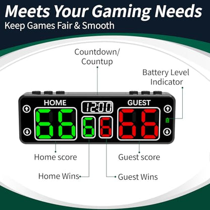 YZ LED Digital Scoreboard with Timer, Rechargeable Electronic Score Keeper, Portable Mini Scoreboard for Cornhole, Pickleball, Basketball, Volleyball,Ping Pong, Backyard Games& Family Game Night