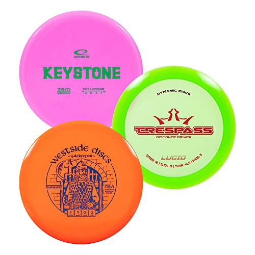 Trilogy Disc Golf Set | Contains 3 Random Dynamic Discs, Latitude 64, Westside Disc Golf Discs | Disc Golf Starter Set w/Putter, Midrange, Driver | Premium Plastic Frisbee Golf Discs Set | 3 Pack
