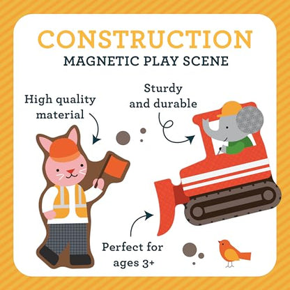 Petit Collage Magnetic Play Scene, Construction Site – Magnetic Game Board with Mix and Match Magnetic Animal Friends, Ideal for Ages 3+ – Includes 2 Scenes and 40 Magnet Pieces - color: Multicolor