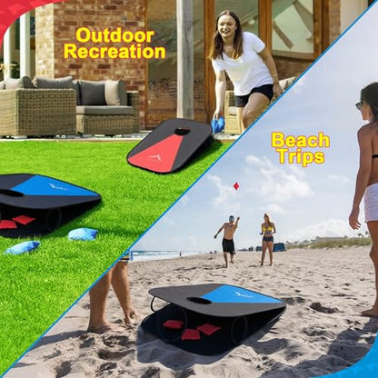 Himal Portable Cornhole Board Set with 8 Toss Bags and Carrying Case, Foldable 3 x 2 Ft Outdoor Lawn Toss Boards for Backyard, Camping, Tailgating and Beach Activities