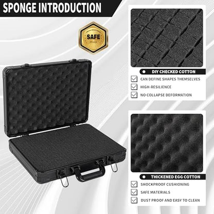 17 InchCarrying Case With Customizable Pre-Diced Foam, Aluminum Case, Aluminum Alloy Sturdy Build, Storage Case for Microphone, Equipment, Camera, Tools, Recorder, etc - size: 17.1x12.6x4.3 Inch