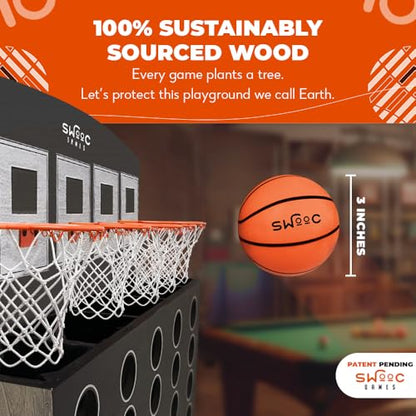 Swooc Games - Low Post Lineup | Wall Mounted Giant Basketball 4 in A Row w/ 5+ Games | Basketball Hoop for Room Wall Games | Game Room Games | Mini Basketball Hoop Indoor Connect | Four in A Row Game