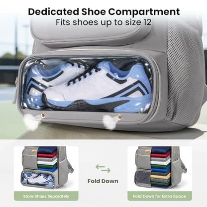 YOREPEK Large Pickleball Bag Backpack,Hold 4 Paddles with Padded Protection | 10 Pockets with Separate Shoe Compartment for Pickleball Accessories, Organized Pickleball Bags for Women Men on Game Day