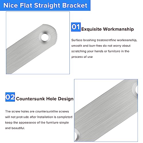 4 Pack Straight Brace,Flat Brace 6.1” x 0.75”,Stainless Steel Flat Metal Braces,Repair Bracket with Screws - size: 156mm/4 Pcs