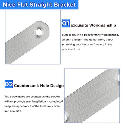 32 Pcs Flat Plate Straight Bracket Flat Metal Brace,Metal Fixed Connecting Plate,60mm Stainless Straight Braces for Furniture Support,with 64 Pcs 304 SS Screws - size: 60mm / 32 Pcs