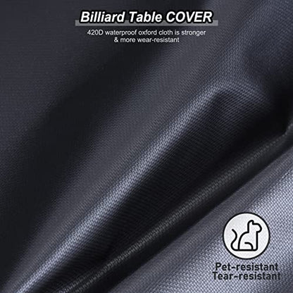 PATIKIL 8 Feet Billiard Pool Table Cover, Waterproof Outdoor Indoor 420D Polyester Dustproof Sun Rain Protection Billiard Table Covers for Patio Table Snooker Billiard Table, Black - size: 8 feet