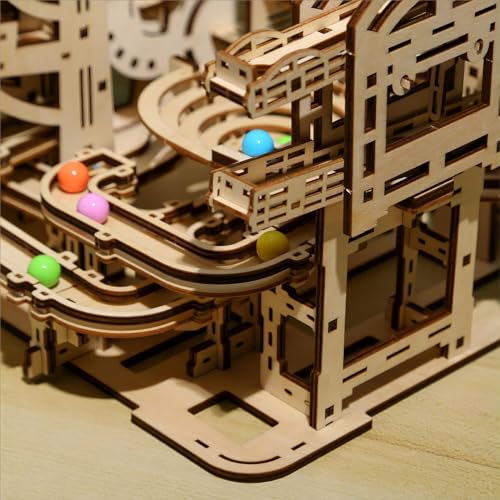 3D Wooden Puzzles Marble Run Set - Space Labyrinth Mechanical Model Kits with Motor, Brainteaser and Puzzle for Christmas/Birthday,Gifts for Adults and Teens to Build Combination - style: Space Labyrinth