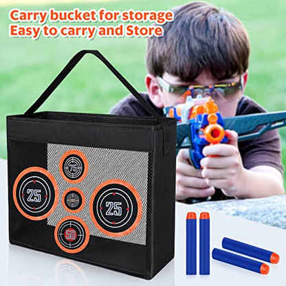 Pokiiulk 600PCS Refill Bullets Fit for Nerf Guns N-Strike Elite Series Blasters Toy Guns Darts with Portable Shooting Practice Target Toy Storage Mesh Bag - color: 600 DARTS & TARGET