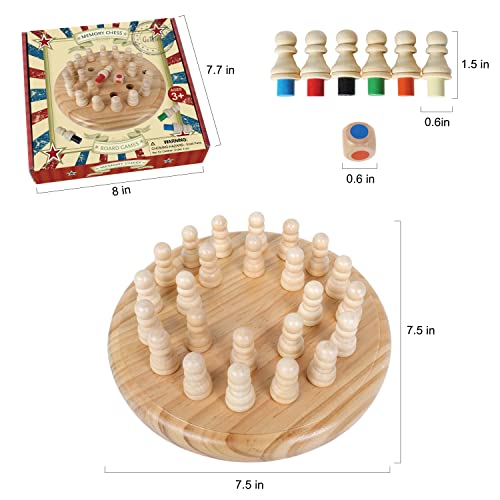 Gothink Wooden Memory Chess Matching Game, 7.5 Inch Wooden Memory Match Stick Chess Board Game, Educational Games for Kids, Montessori Preschool Toy for Toddler Birthday Gift - style: Memory Chess Match Game