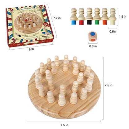 Gothink Wooden Memory Chess Matching Game, 7.5 Inch Wooden Memory Match Stick Chess Board Game, Educational Games for Kids, Montessori Preschool Toy for Toddler Birthday Gift - style: Memory Chess Match Game