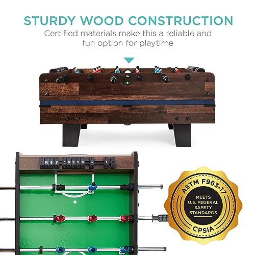 Best Choice Products Multi-Game Table Series – Interactive Game Tables for Kids with Foosball, Air Hockey, Billiards, Ping Pong & More | Childrens - color: 4-in-1 Dark Wood