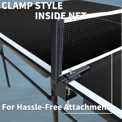 Ping Pong Table Foldable Indoor 8/8.5/9FT Single Player Playback Mode Game Set with Paddles and Balls - color: Black-8.5x4.3FT