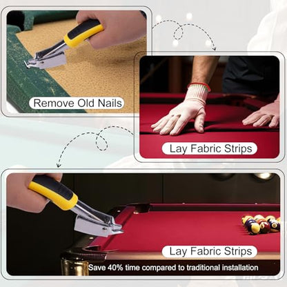 Pool Table Felt,8.53'/ 9' Billiard Cloth with 6 Pcs Cloth Strips and Staple Remover,Gloves,Pool Table Felt Replacement kit for Bars Clubs Family - color: Red, size: 8.53FT