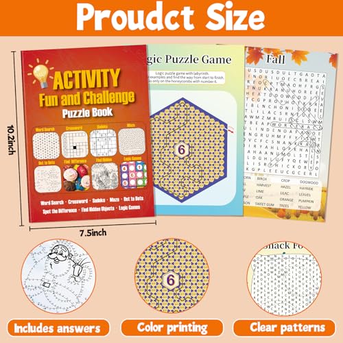 Elfew 4 Pack Activity Book for Adults, 150+ Brain Games, Puzzles Books for Adults, Teens and Seniors, Activities for Adults, Memory Games Includes Word Search, Sudoku, Mazes and More