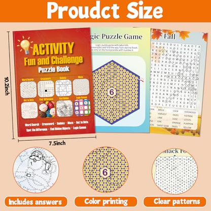 Elfew 4 Pack Activity Book for Adults, 150+ Brain Games, Puzzles Books for Adults, Teens and Seniors, Activities for Adults, Memory Games Includes Word Search, Sudoku, Mazes and More