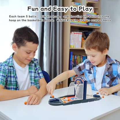 Basketball Shooting Game Toy, Funny Shooting Game, Desktop Table Basketball Games Set, Fast and Frenzied Launching ball - Including 1 Basketball Stand and 10 Balls, Gift for Kids 3 4 5 6 7 8 Year Old - color: Blue