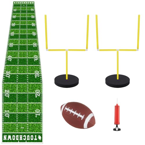 5 Pcs Football Goal Post Decoration Kit Includes 2 Football Field Goal Post Centerpieces 1 Table Runner 1 Mini Ball 1 Pump for Sports Court Theme Birthday Party Decorations Supplies