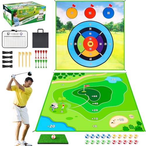 LYDARZ Golf Chipping Practice Mat for Backyard Games, Battle Golf Hitting Mat for Swing Training Game, Perfect for Outdoor Activities - size: Target Disk Pattern: 3A