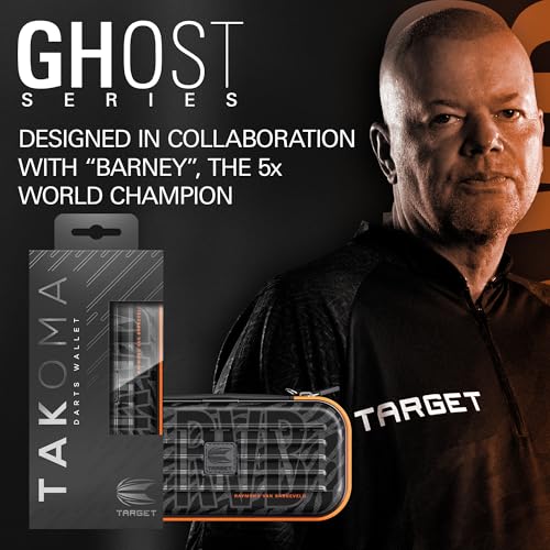 Target Darts Raymond van Barneveld Ghost Series Takoma Wallet, Regular – Darts Case, Black/White Storage Cases, Zipper Dart Holder, Professional Accessories – Holds 3 Fully Assembled Darts - style: Regular Wallet