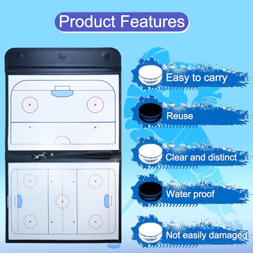 Joyeee Ice Hockey Tactics Board for Kids & Adults, Magnetic Coaching Board, Ice Hockey Equipment for Men, Boys and Ice Hockey Enthusiast, Christmas Ice Hockey Gifts for Men Father - color: #04 Folding Ice Hockey Board