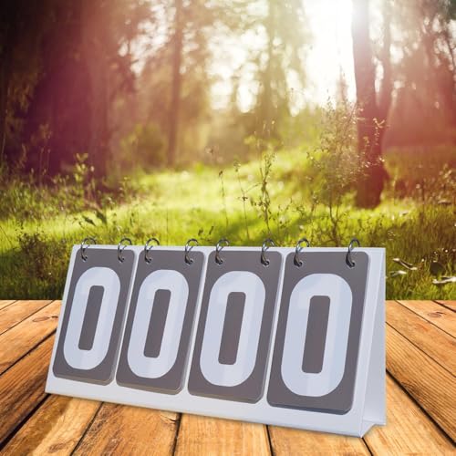 harayaa Sports Scoreboard Flip Number Score Board Lightweight Tabletop 4 Digit Scoring Counter PVC Construction Suitable for Basketball Football Table Tennis
