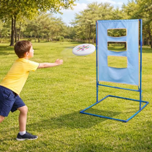Disc Toss Game, Outdoor for Beach Adults, Portable Metal Frame for Tailgate Family Entertainment - style: 2 soft frisbees (18CM) + targe
