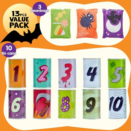 JOYIN 13 Pcs Halloween Carnival Can Bean Bag Toss Games for Kids & Adults Trick or Treat Decoration, Home Decor Party Favors Supplies, Homeschooling Backyard Game - style: Carnival Games