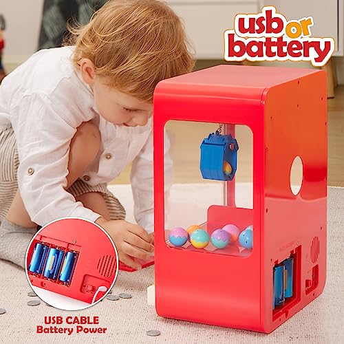 JOYIN Claw Machine Arcade Toy with LED Light & Adjustable Sound, Rechargable Dispenser Toys Mini Vending Machine for Kids, 24 Pack Mini Animal Plush Toy Assortment (24 Units 3" Each), Animals Keychain