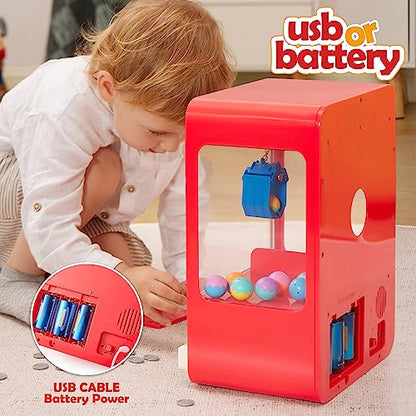 JOYIN Claw Machine Arcade Toy with LED Light & Adjustable Sound, Rechargable Dispenser Toys Mini Vending Machine for Kids, 24 Pack Mini Animal Plush Toy Assortment (24 Units 3" Each), Animals Keychain