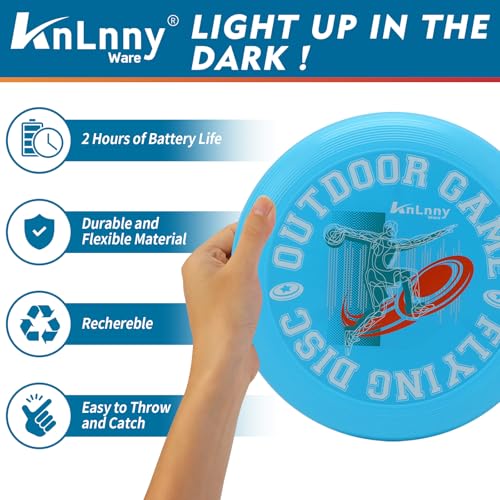 KnLnny Ware LED Flying Disc for Outdoor Games - color: Blue-with Light