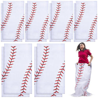 Cindeer 12 Pcs Potato Sack Race Bags Sports Themed Potato Race Jumping Bags 40 x 20 Inches for Adults Family Party Games and Activities Party Supplies(Baseball) - style: Baseball