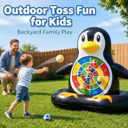 MOONTOY Fun Pool Toys, Inflatable Dart Board Floating Water Game for Kids Ages 4-8 8-12, Outdoor Backyard & Beach Games for Boys Girls Teens and Adults - color: Penguin-upgraded