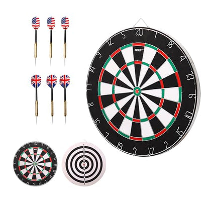 GSE Games & Sports Expert 18" Regulation Size Steel Tip Dartboard Game Set. Excellent Bristle/Sisal, Paper Baseball, Bullseye, Dart Board Game Set (Several Styles Available) - style: 2-in-1 Flocking Bullseye/Dart Board Set