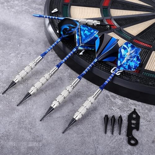 GWHOLE Soft Tip Darts Set, 12pcs Aluminum Metal Body Professional Darts Plastic Tip with 16 Dart Flights and 200 Plastic Tips for Adult Electronic Board Bar Supply