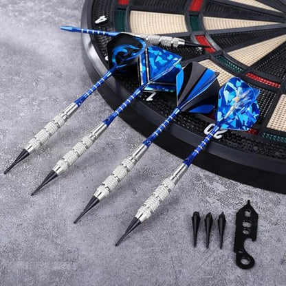 GWHOLE Soft Tip Darts Set, 12pcs Aluminum Metal Body Professional Darts Plastic Tip with 16 Dart Flights and 200 Plastic Tips for Adult Electronic Board Bar Supply