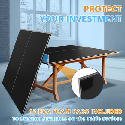 7/8/9ft Mid-Size Ping Pong Conversion Top with Net Set for Billiard and Pool Tables - Regulation Top Converts Billiards into Ping Pong Table Blue/Green/Black - color: blakc, size: 7 FT