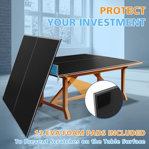 Tidyard Ping Pong Table Top, Foldable Portable Indoor Table Tennis Conversion Top 7ft x 4ft 12mm MDF with Net for Home Game Room and Recreational Use