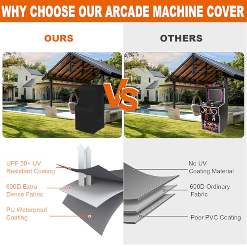 Arcade Machine Cover,Heavy Duty Waterproof 600D Oxford Outdoor Protection Covers for Electronic Game Machine and Full Size Video Game , Black (Black, 31*22*66in) - size: 31*22*66in