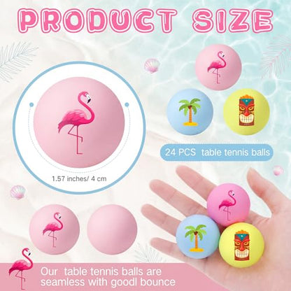 Soulchen 24 Pcs Table Tennis Balls Bulk 40mm Novelty Fun Table Tennis Balls Accessories for Gift Party - style: Flamingos