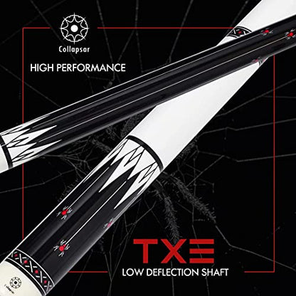 Collapsar Pool Cue with 1X1 Hard Case Low Deflection Technology Billiard Cue Stick Set - color: TXE70+Protector+Hard Case, size: 19 ounce