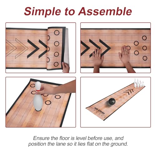 2 Sets Mini Bowling Set with Lane Full Bowling Pins and Ball Set for Home Family Friends Indoor and Outdoor