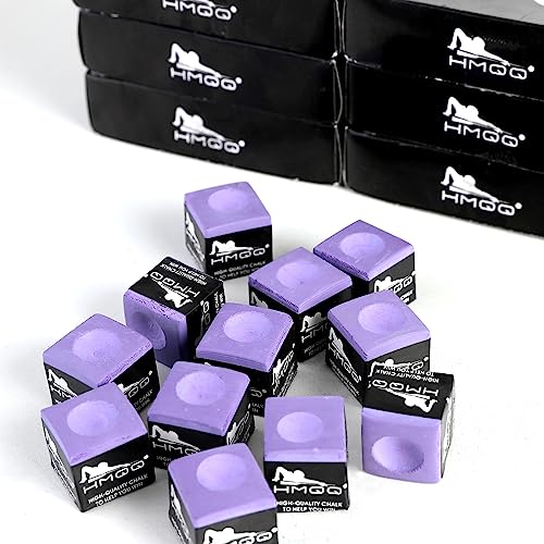HMQQ Pool Cue Chalk – 12 Pack Billiard Chalk, Low Dust & Anti-Slip Cue Chalk for Smooth, Accurate Shots – 6 Colors Available for Pool Lovers, Home Tables & Clubs - color: Purple