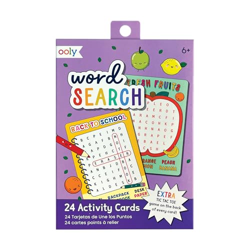 Ooly Kids Travel Games – 24 Word Search Activity Cards, Screen-Free Road Trip Fun, Tic Tac Toe on Every Card, Ages 6+ - style: Word Search