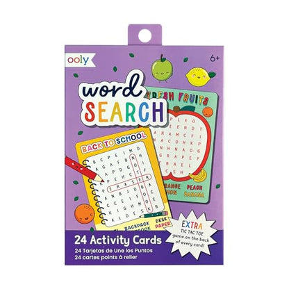 Ooly Kids Travel Games – 24 Word Search Activity Cards, Screen-Free Road Trip Fun, Tic Tac Toe on Every Card, Ages 6+ - style: Word Search