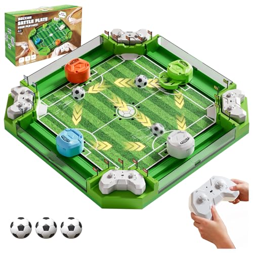 Remote Control Foosball Table Game, Mini Soccer Board Games with 3 Balls & 4 Remote Controllers, Football Tabletop Games Toy for Kids and Adults 3 4 5 6 7 8-12+Years Old - Gift for Boys Girls