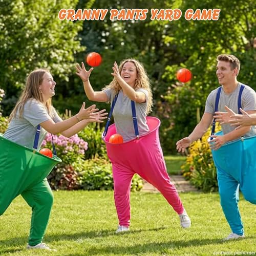 Granny Pants Yard Game Set for Adults - with Thickened Upgraded Bouncy Balls, Straps & Game Manual, Fun Outdoor Party Games for Family Backyard Gatherings（2pcs/4pcs） - size: 4PCS