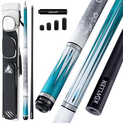 KONLLEN Carbon Fiber Pool Cue 2.0, 58-inch Low Deflection Billiard Stick for Adults with 12.5mm Tip and Pro Taper - color: 006 AK-05F 2.0 set-blue